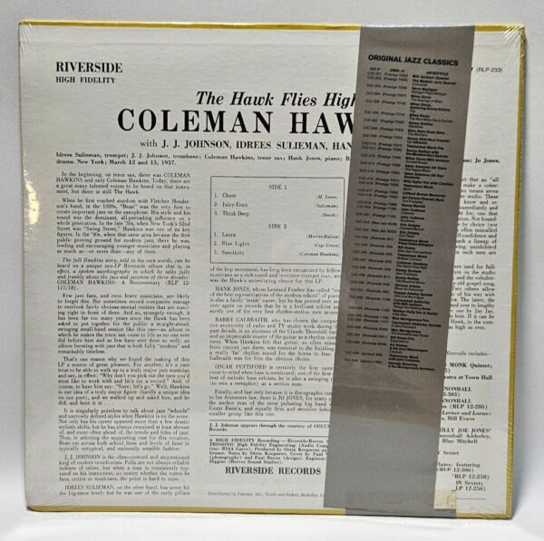 Coleman Hawkins - The Hawk Flies High - OJC-027 Riverside RLP-233 NOS SEALED - Image 2