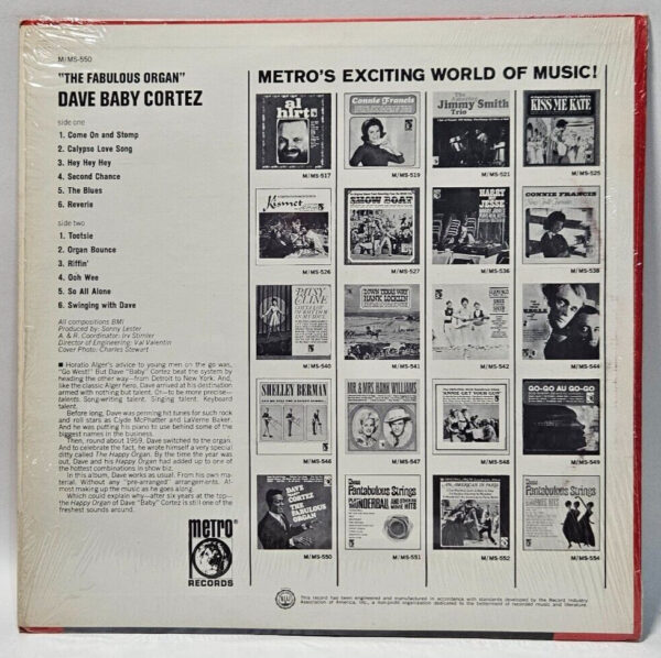 Dave "Baby" Cortez - The Fabulous Organ - Metro MS-550 - EX - Ultrasonic Cleaned - Image 2