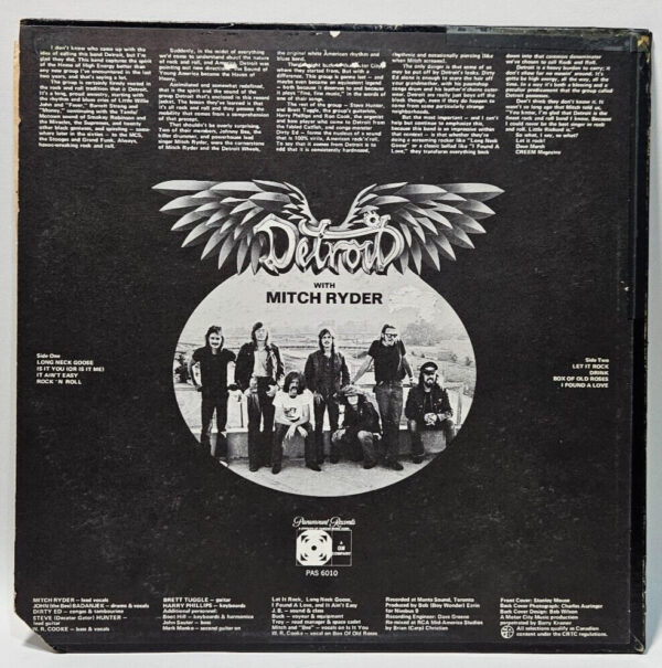 Detroit With Mitch Ryder â Detroit - Paramount SPFL 277 EX - Ultrasonic Cleaned - Image 2