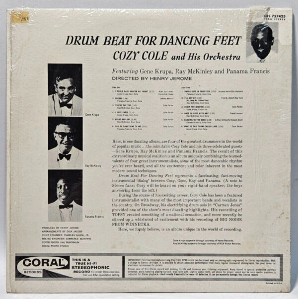 Cozy Cole & His Orchestra - Drum Beat For Dancing Feet Krupa EX - Ultrasonic Cln - Image 2