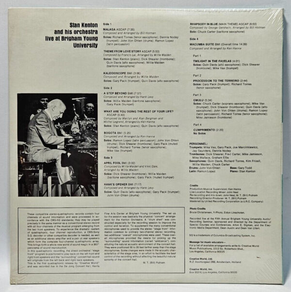 Stan Kenton ââ Live At Brigham Young University - 1971 QUAD JAZZ NOS SEALED - Image 2