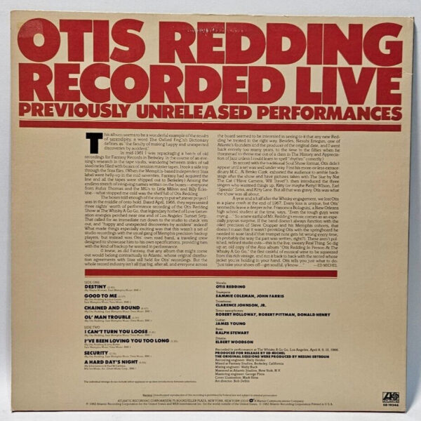 Otis Redding â Recorded Live - AR Press 1982 Funk Soul Blues EX - Ultrasonic Cln - Image 2