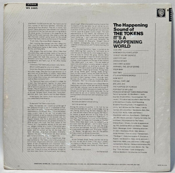 The Tokens - It's A Happening World - WB 1685 197 PSYCH POP - NOS SEALED - Image 2