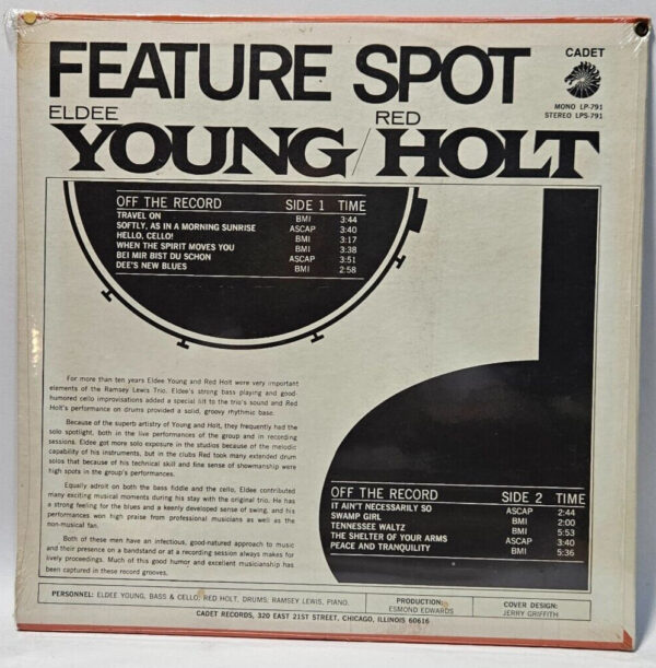Eldee Young / Red Holt - Feature Spot - 1967 SOUL JAZZ Cadet LP 791 - NOS SEALED - Image 2