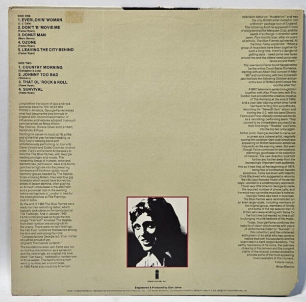Georgie Fame - 1975 SOFT ROCK Santa Maria Pressing - EX - Ultrasonic Cleaned - Image 2