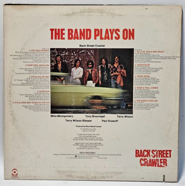 Back Street Crawler - The Band Plays On - 1975 HARD ROCK - EX - Ultrasonic Clean - Image 2