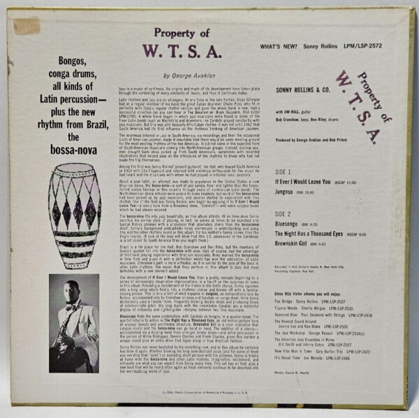 Sonny Rollins - What's New? - 1962 JAZZ MONO LPM 2572  - EX - Ultrasonic Cleaned - Image 2