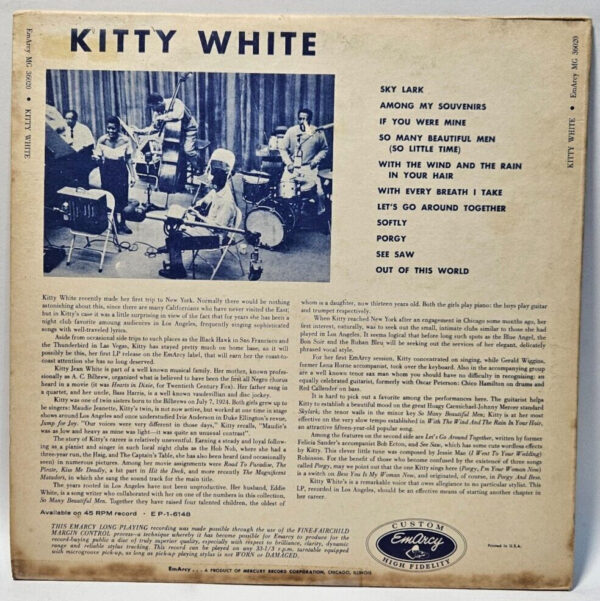 Kitty White - A New Voice In Jazz - 1955 JAZZ BOP - EX - Ultrasonic Cleaned - Image 2