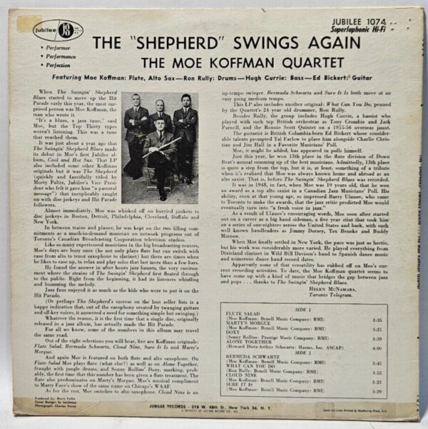 Moe Koffman Quartet - The Shepherd Swings Again - 1958 JAZZ EX - Ultrasonic Cln - Image 2
