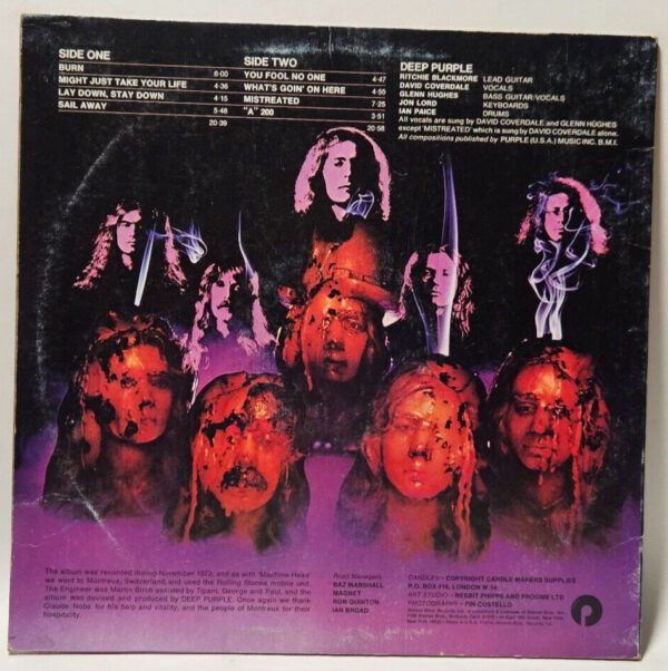 Deep Purple - Burn - 1974 HARD ROCK / BLUES ROCK - EX - Ultrasonic Cleaned - Image 2