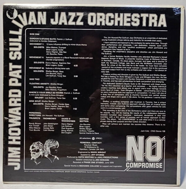 Jim Howard Pat Sullivan Jazz Orchestra - No Compromise - 1978 JAZZ - NOS SEALED - Image 2
