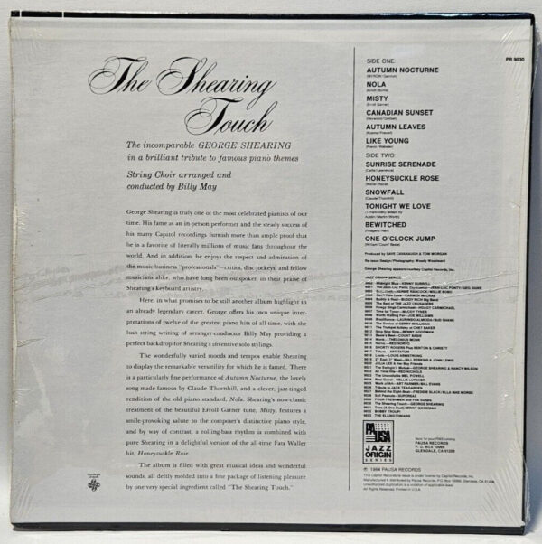 George Shearing - The Shearing Touch - 1984 JAZZ RE PAUSA PR 9030 - NOS SEALED - Image 2