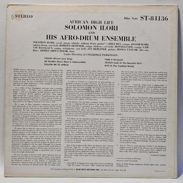 Solomon Ilori - African High Life - 1963 Blue Note - VG+ - Ultrasonic Clean - Image 2