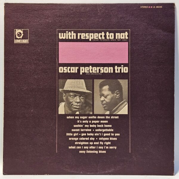Oscar Peterson Trio - With Respect To Nat - 1966 Jazz - EX - Ultrasonic Clean