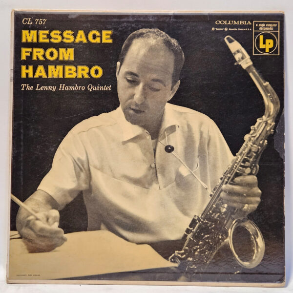 The Lenny Hambro Quintet - Message From Hambro - 1956 Jazz - VG+ - UltSnc Cln